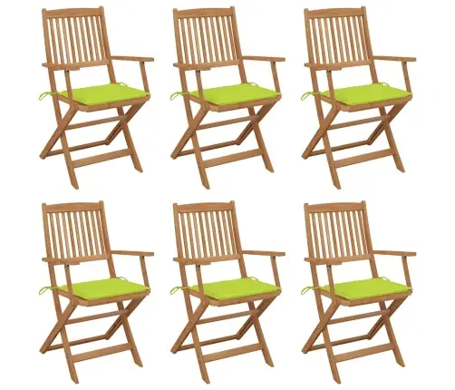 Saliekami Dārza Krēsli Ar Matračiem, 6 Gab., Akācijas Masīvkoks Vidaxl
