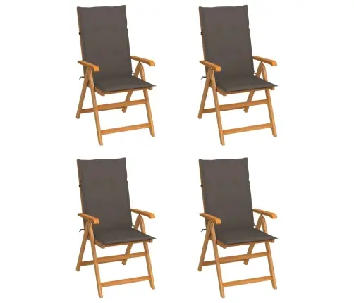 Dārza Krēsli, Pelēkbrūni Matrači, 4 Gab., Masīvs Tīkkoks Vidaxl Dārza Krēsli, Pelēkbrūni Matrači, 4 Gab., Masīvs Tīkkoks Vidaxl