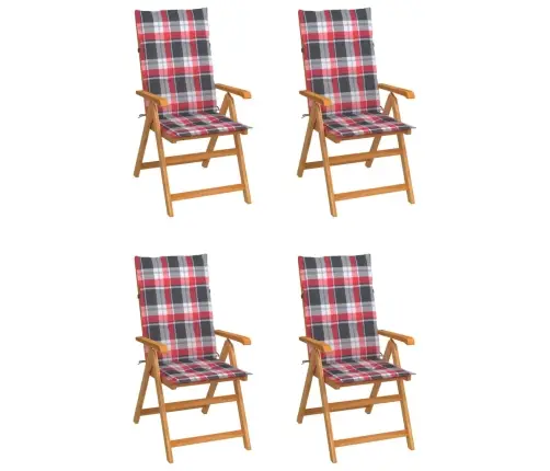 Aiatoolid, 4 Tk, Punaseruuduliste Istmepatjadega, Tiikpuu