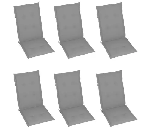 Sodo Kėdės Su Pilkomis Pagalvėlėmis, 6Vnt., Tikmedžio Masyvas Sodo Kėdės Su Pilkomis Pagalvėlėmis, 6Vnt., Tikmedžio Masyvas