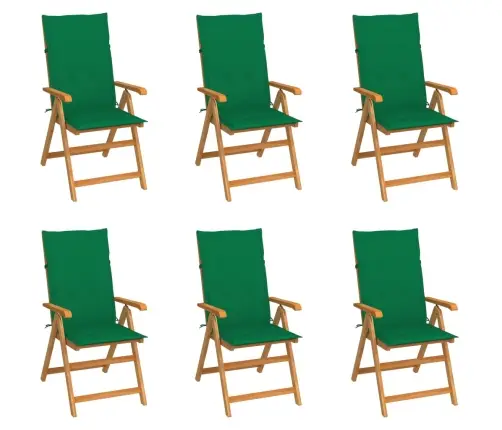 Dārza Krēsli, Zaļi Matrači, 6 Gab., Masīvs Tīkkoks Vidaxl Dārza Krēsli, Zaļi Matrači, 6 Gab., Masīvs Tīkkoks Vidaxl