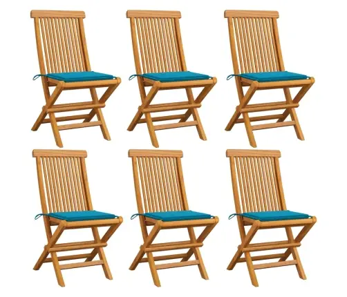 Sodo Kėdės Su Pagalvėlėmis, 6Vnt., Tikmedžio Medienos Masyvas Sodo Kėdės Su Pagalvėlėmis, 6Vnt., Tikmedžio Medienos Masyvas