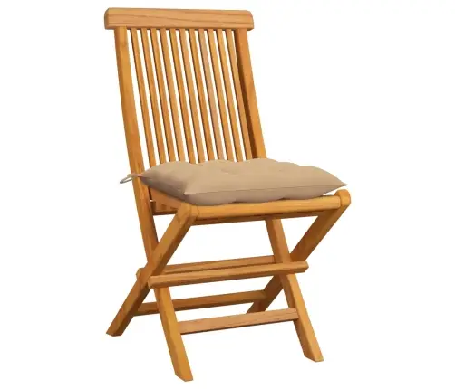 Sodo Kėdės Su Pagalvėlėmis, 6Vnt., Kreminė, Tikmedžio Masyvas Sodo Kėdės Su Pagalvėlėmis, 6Vnt., Kreminė, Tikmedžio Masyvas