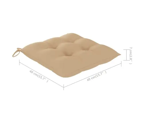 Sodo Kėdės Su Pagalvėlėmis, 6Vnt., Kreminė, Tikmedžio Masyvas Sodo Kėdės Su Pagalvėlėmis, 6Vnt., Kreminė, Tikmedžio Masyvas