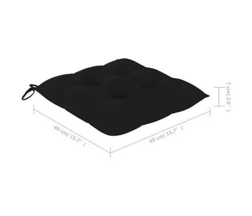 Sodo Kėdės Su Pagalvėlėmis, 6Vnt., Juoda, Tikmedžio Masyvas