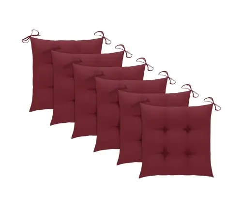 Dārza Krēsli, Vīnsarkani Matrači, 6 Gab., Masīvs Tīkkoks Vidaxl