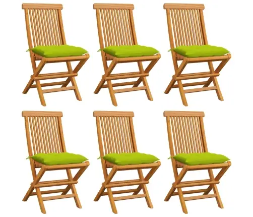 Dārza Krēsli, Spilgti Zaļi Matrači, 6 Gab., Masīvs Tīkkoks Vidaxl