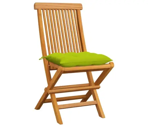 Dārza Krēsli, Spilgti Zaļi Matrači, 6 Gab., Masīvs Tīkkoks Vidaxl