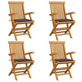 Dārza Krēsli, Antracītpelēki Matrači, 4 Gab., Masīvs Tīkkoks Vidaxl