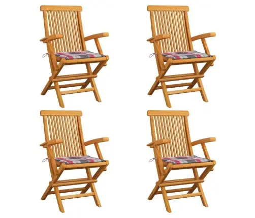 Dārza Krēsli, Matrači Ar Četrstūriem, 4 Gab., Masīvs Tīkkoks Vidaxl