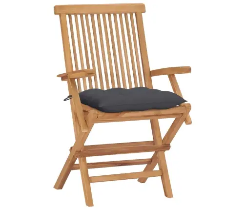 Sodo Kėdės Su Antracito Pagalvėlėmis, 4Vnt., Tikmedžio Masyvas