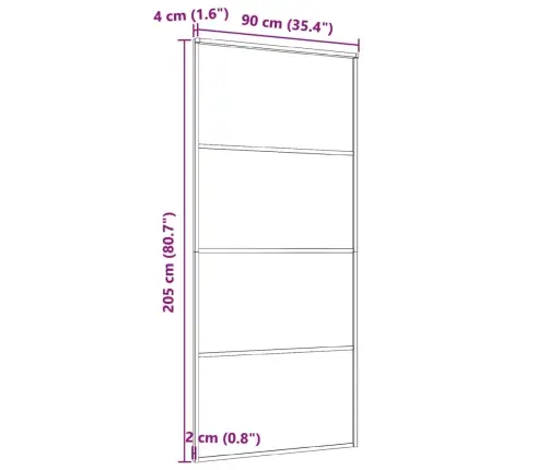Liuguks, Alumiinium Ja Esg-Klaas, 90 X 205 cm Must