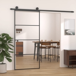 Bīdāmās Durvis, Alumīnijs Un Esg Stikls, 90X205 Cm, Melnas Vidaxl