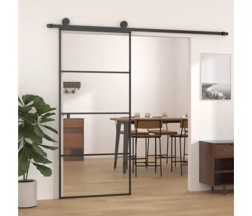 Liuguks, Alumiinium Ja Esg-Klaas, 90 X 205 cm Must