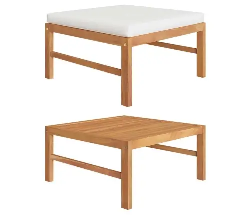 Kāju Balsts Ar Krēmkrāsas Matraci, Masīvs Tīkkoks Vidaxl