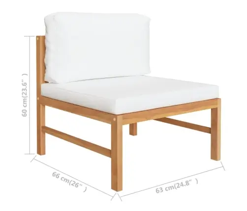 2-Daļīgs Dārza Mēbeļu Komplekts, Krēmkrāsas Spilveni, Tīkkoks Vidaxl 2-Daļīgs Dārza Mēbeļu Komplekts, Krēmkrāsas Spilveni, Tīkkoks Vidaxl