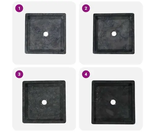 Praustuvas, Juodos Spalvos, 40X40X10cm Marmuras