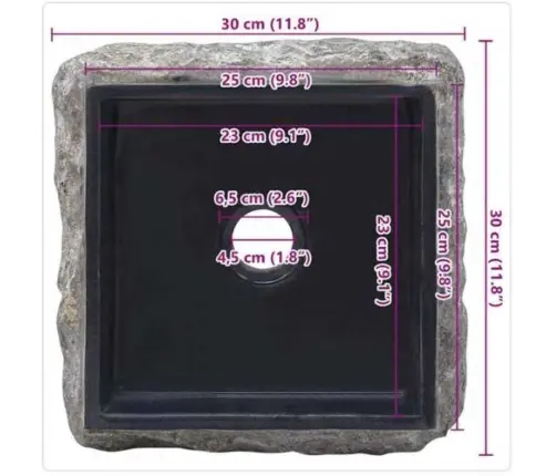 Valamu, Must, 30X30X13 cm Marmor