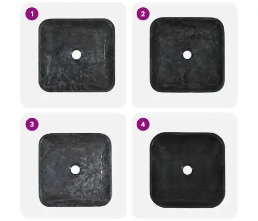 Praustuvas, Juodos Spalvos, 40X40X10cm Marmuras