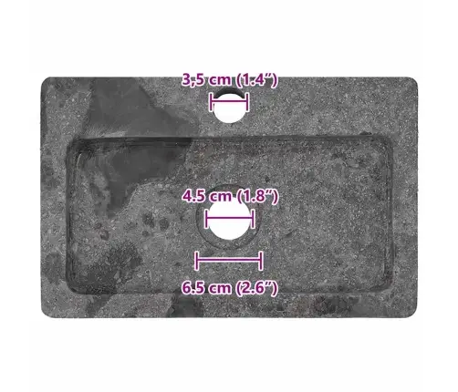 Sieninis Praustuvas, Pilkas, 38X24X6,5cm Marmuras