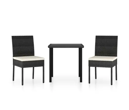 3-Osaline Aiamööbli Komplekt, Polürotang, Must