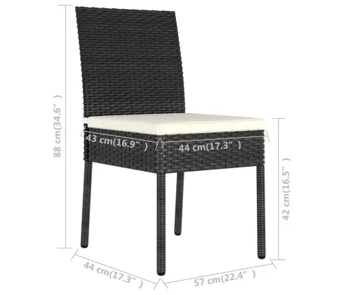 3-Osaline Aiamööbli Komplekt, Polürotang, Must