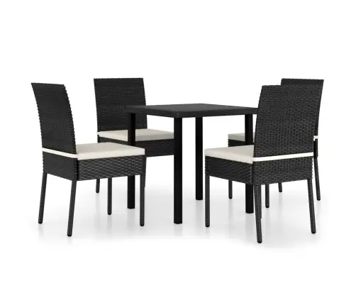 5-Daļīgs Dārza Mēbeļu Komplekts, Pe Rotangpalma, Melns Vidaxl