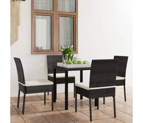 5-Daļīgs Dārza Mēbeļu Komplekts, Pe Rotangpalma, Melns Vidaxl