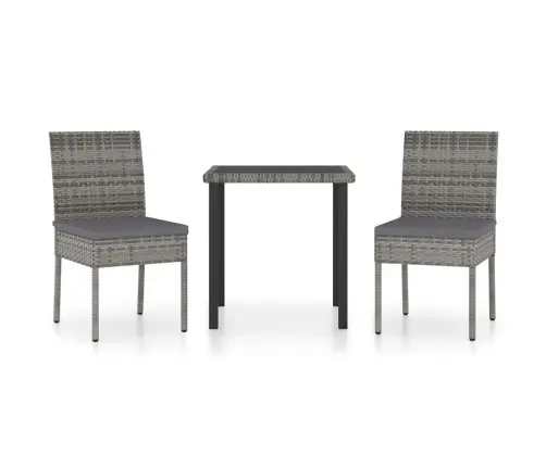 Sodo Valgomojo Baldų Komplektas, 3 Dalių, Pilkas, Poliratanas