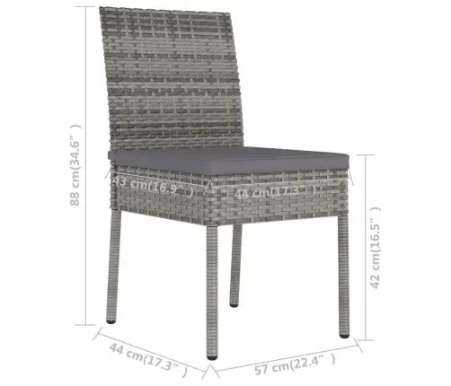 Sodo Valgomojo Baldų Komplektas, 3 Dalių, Pilkas, Poliratanas