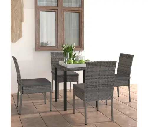 5-Daļīgs Dārza Mēbeļu Komplekts, Pelēka Pe Rotangpalma Vidaxl