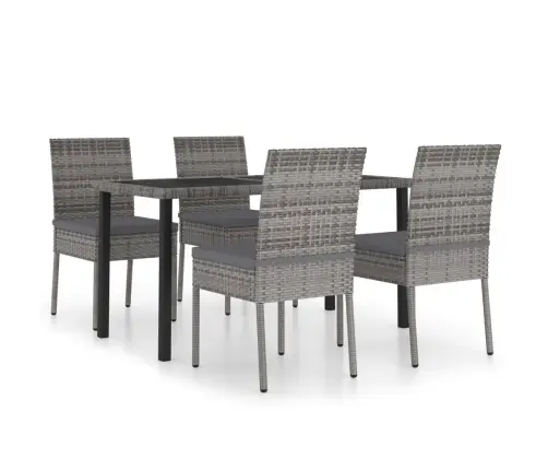 5-Daļīgs Dārza Mēbeļu Komplekts, Pelēka Pe Rotangpalma Vidaxl