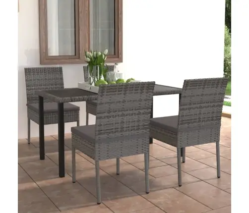 5-Daļīgs Dārza Mēbeļu Komplekts, Pelēka Pe Rotangpalma Vidaxl