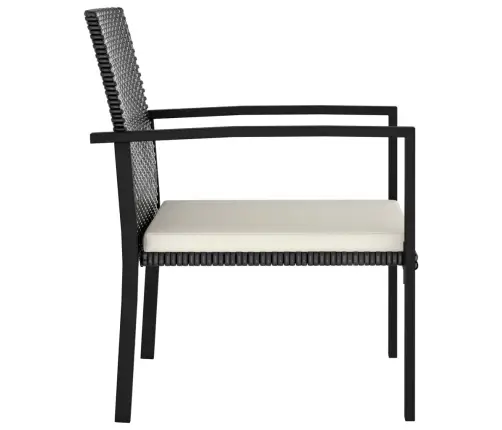 3-Daļīgs Dārza Mēbeļu Komplekts, Pe Rotangpalma, Melns Vidaxl