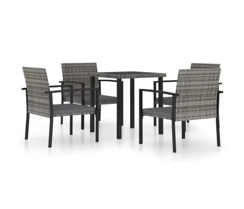 Sodo Valgomojo Baldų Komplektas, 5 Dalių, Pilkas, Poliratanas