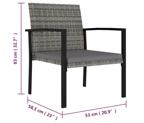 Sodo Valgomojo Baldų Komplektas, 5 Dalių, Pilkas, Poliratanas