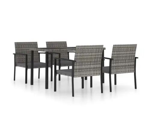 Sodo Valgomojo Baldų Komplektas, 5 Dalių, Pilkas, Poliratanas