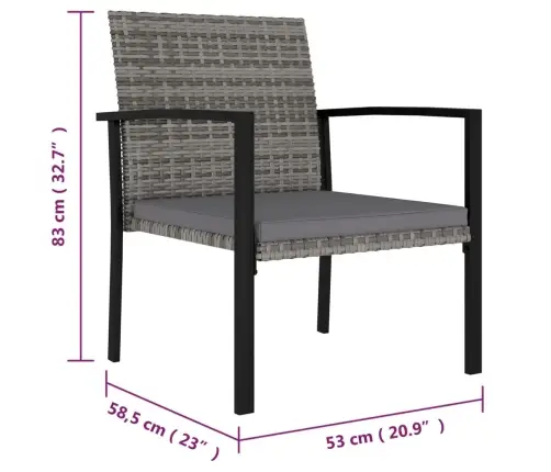 Sodo Valgomojo Baldų Komplektas, 5 Dalių, Pilkas, Poliratanas