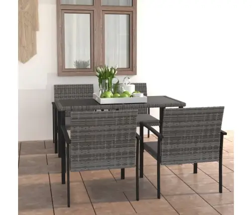 Sodo Valgomojo Baldų Komplektas, 5 Dalių, Pilkas, Poliratanas