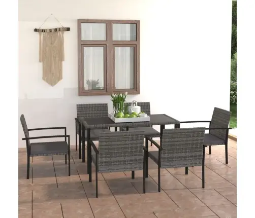 7-Osaline Aiamööbli Komplekt Polürotang, Hall