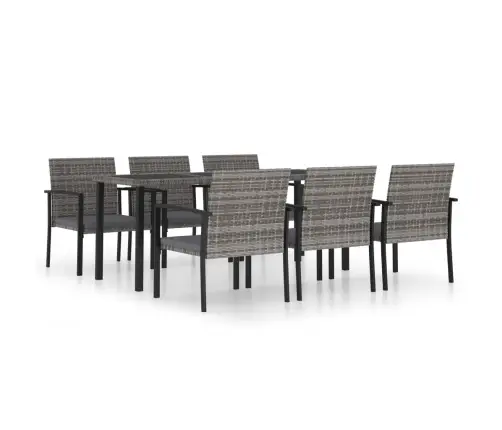 7-Daļīgs Dārza Mēbeļu Komplekts, Pelēka Pe Rotangpalma Vidaxl