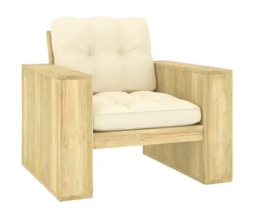 Dārza Krēsls, Krēmkrāsas Matrači, Impregnēta Priede Vidaxl