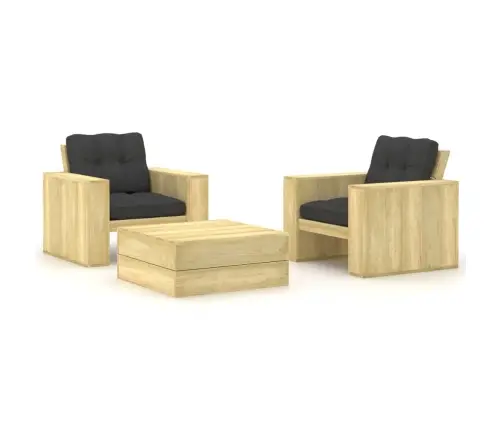 Sodo Komplektas Su Pagalvėlėmis, 3 Dalių, Impregnuota Pušis