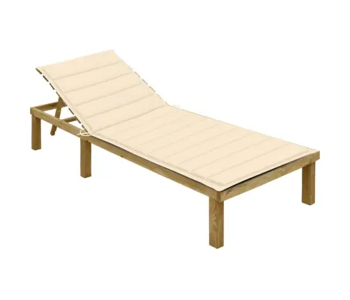 Päevitustool Kreemjate Padjaga, Immutatud Männipuit