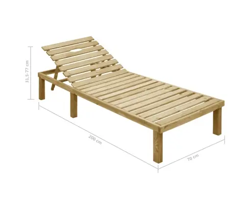 Saulės Gultas Su Taupe Spalvos Čiužinuku, Impregnuota Pušis