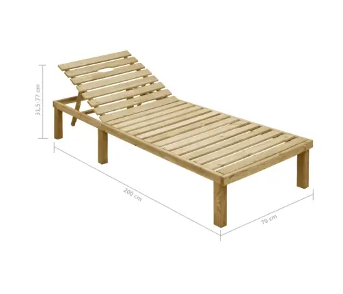 Sauļošanās Zvilnis, Koši Zils Matracis, Impregnēta Priede Vidaxl