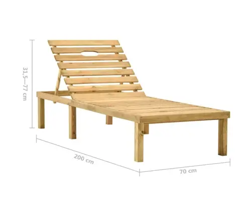 Sauļošanās Zvilnis Ar Galdiņu Un Matraci, Impregnēta Priede Vidaxl