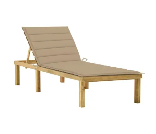 Sauļošanās Zvilnis, Bēšs Matracis, Impregnēta Priede Vidaxl