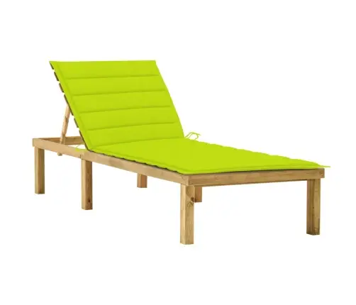 Sauļošanās Zvilnis, Koši Zaļš Matracis, Impregnēta Priede Vidaxl