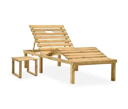 Aia Päevitustool Laua Ja Istmepadjaga, Immutatud Männipuit